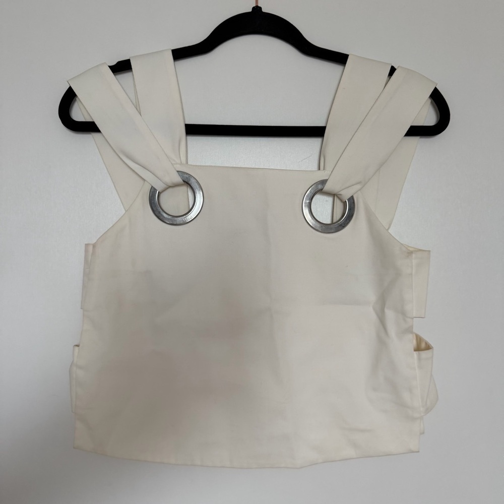Zara Cream Crop Top with Silver Rings